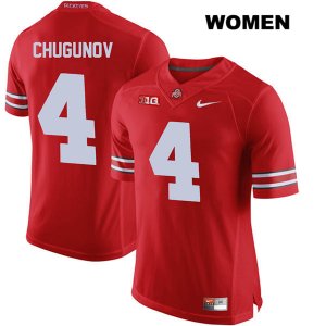 Women's NCAA Ohio State Buckeyes Chris Chugunov #4 College Stitched Authentic Nike Red Football Jersey NL20A13SX